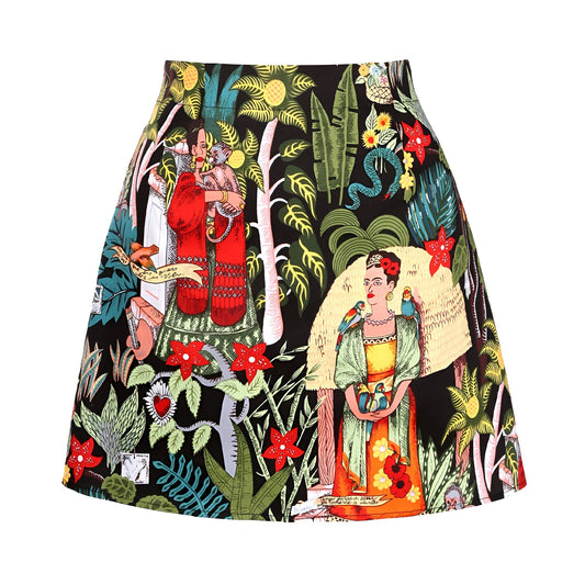Sommer Vintage Frida Kahlo Blumen Mini Rock